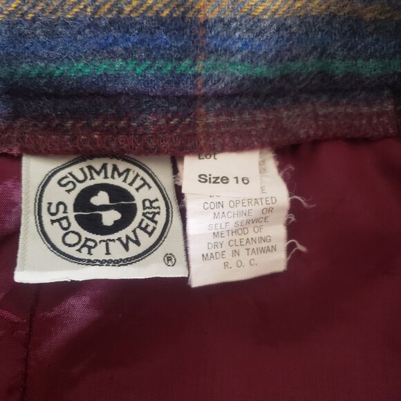 Vintage Midi Red Plaid Skirt Size 16 Dark Academia Preppy Fall Wool Blend Belted - Picture 6 of 9